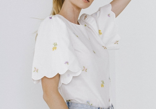 [ENGLISH FACTORY]Embroidery Scallop Edge Top