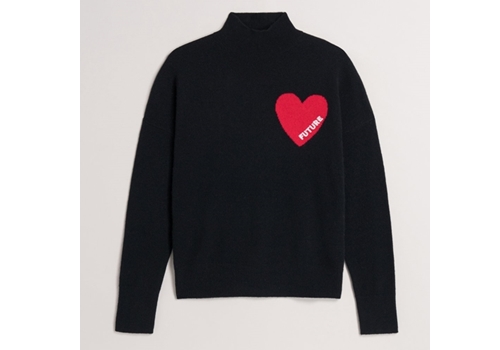[FROM FUTURE]Oversized Stand-up Collar Future Heart_BLACK