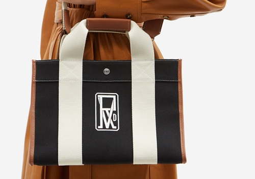 [RUE DE VERNEUIL]Traveller leather-trim logo-print canvas tote bag