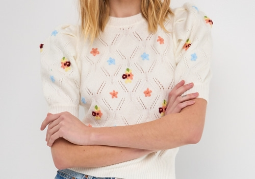 [ENGLISH FACTORY]Handmade Floral Embroidery Sweater