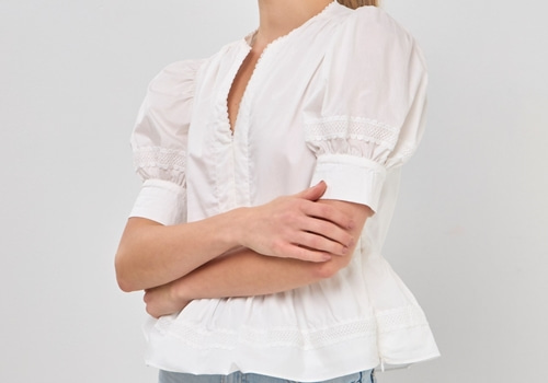 [ENDLESS ROSE]Placket Lace Trim Baby Doll Top