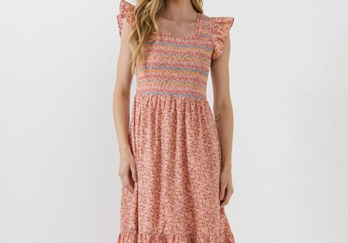 [FREE THE ROSE]Floral Smocked Detail Midi Dress