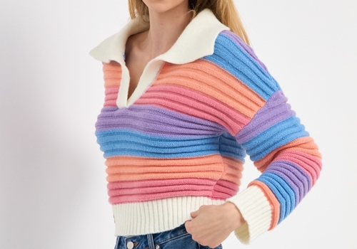 [ENGLISH FACTORY]Rainbow Striped Knit Top