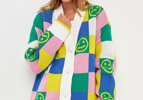 [GREY LAB]Smiley Colorblock Knit Cardigan