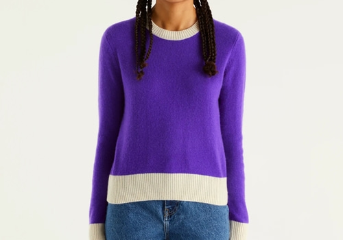 [FROM FUTURE] Short two-tone light crew neck_VIOLET
