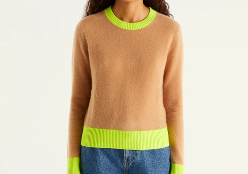 [FROM FUTURE] Short two-tone light crew neck_CAMEL