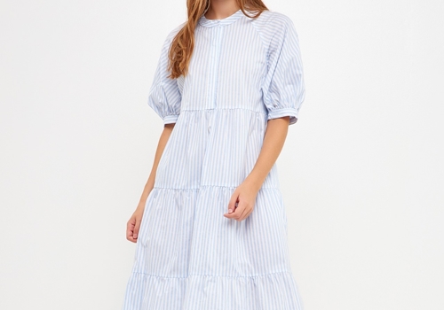 [ENGLISH FACTORY]Stripe Tiered Midi Dress
