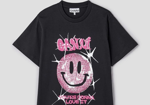 [GANNI] SMILEY RELAXED T-SHIRT_BLACK