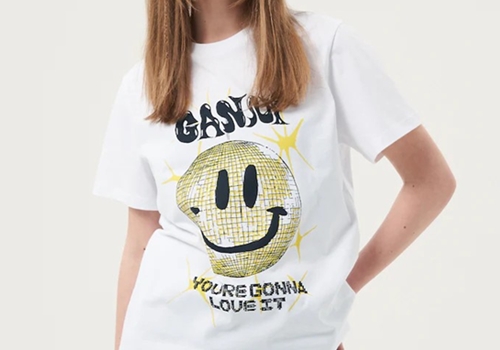 [GANNI] SMILEY RELAXED T-SHIRT_WHITE