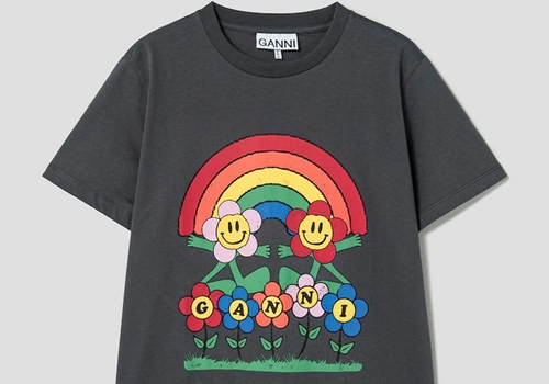 [GANNI] Rainbow Relaxed T-shirt_Volcanic Ash