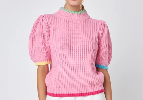 [ENGLISH FACTORY] COLOR CONTRAST PUFF SLEEVE SWEATER