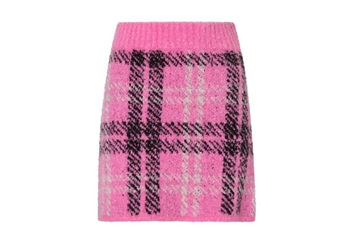 [KITRI] Susan Pink Check Boucle Knit Mini Skirt